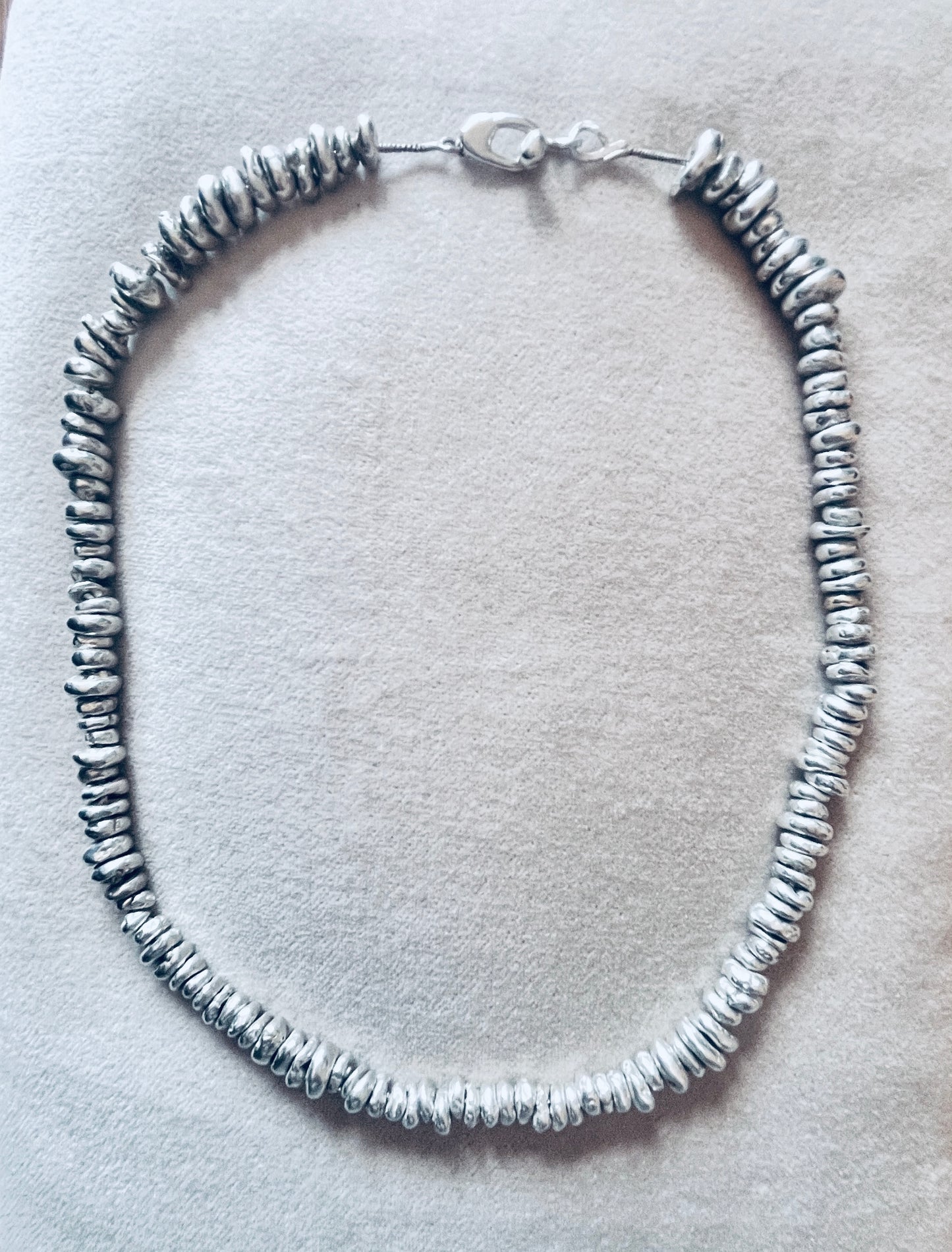 Sterling silver and Gold pebble link Necklace