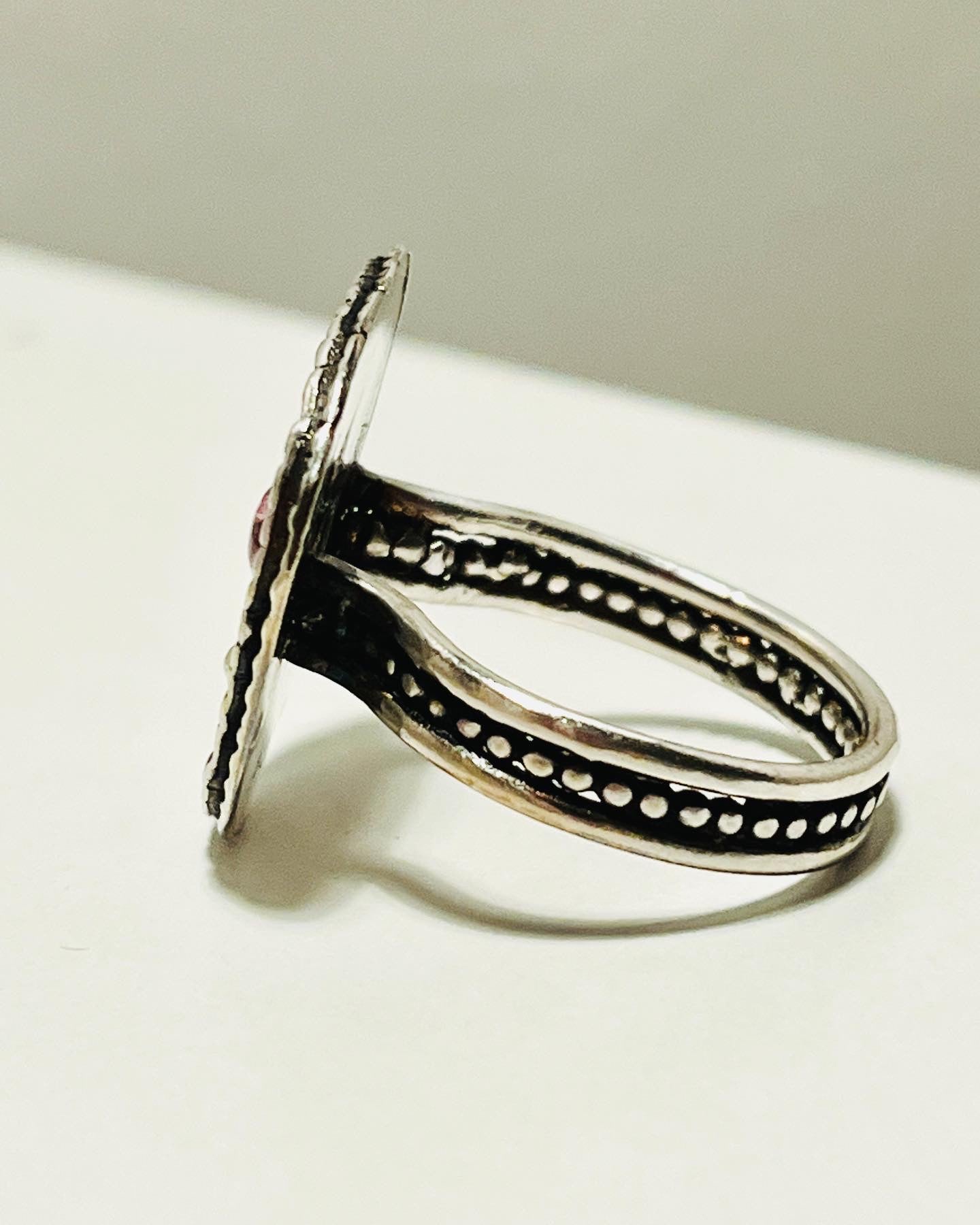 Pink round Tourmaline Boho ring