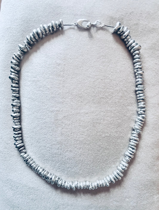 Sterling silver and Gold pebble link Necklace