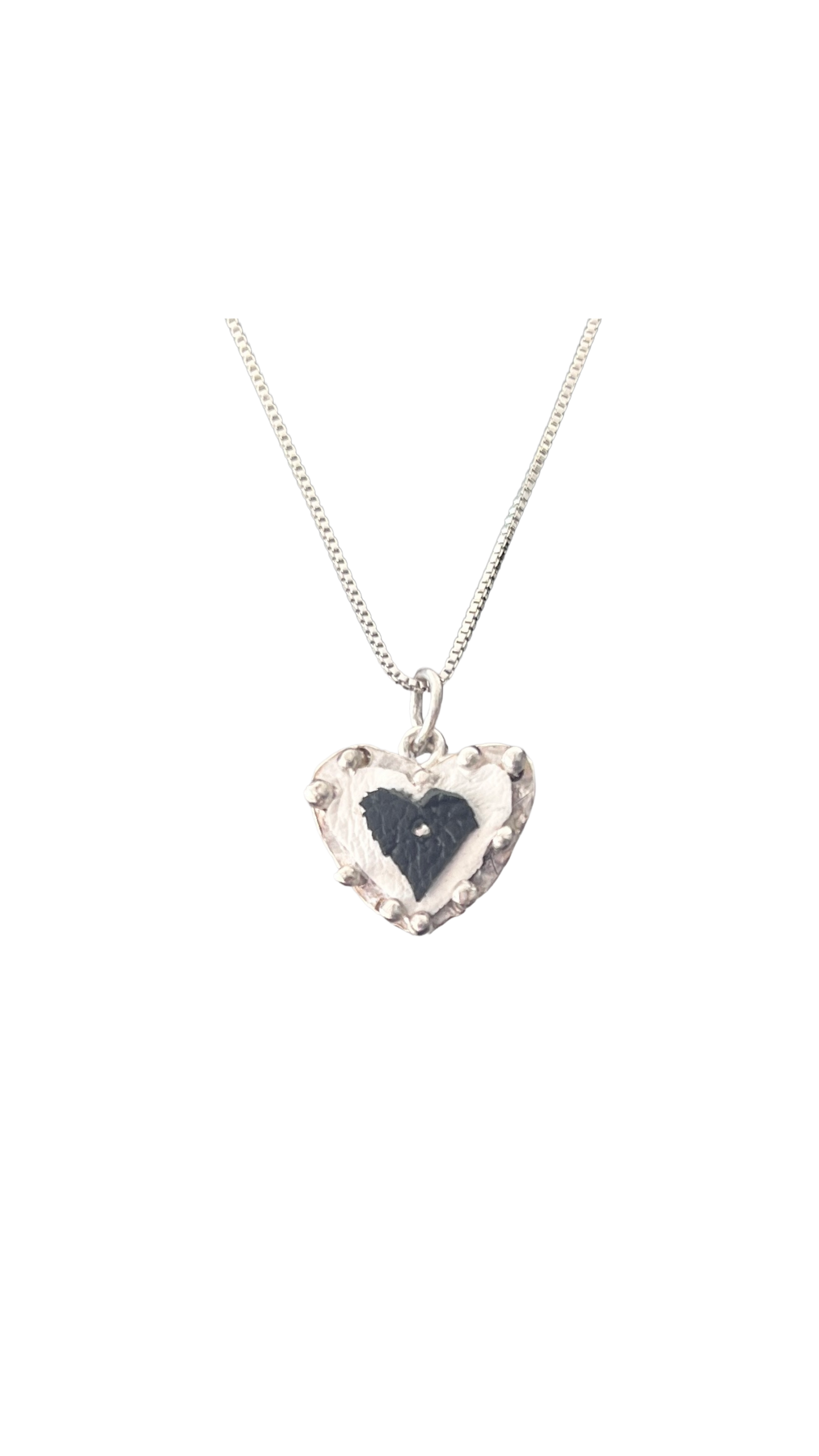 Leather hearts and silver necklace