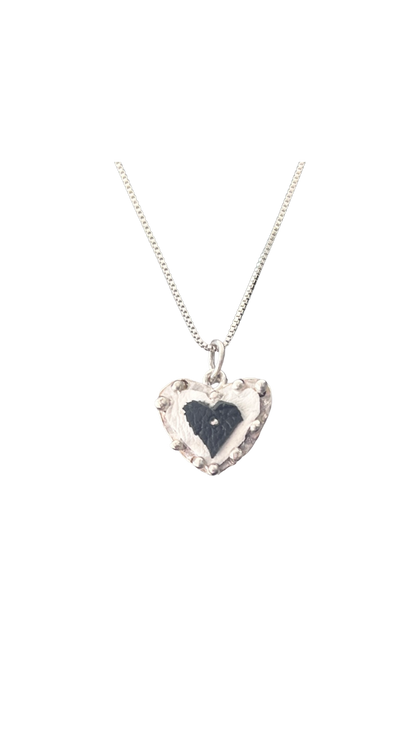 Leather hearts and silver necklace