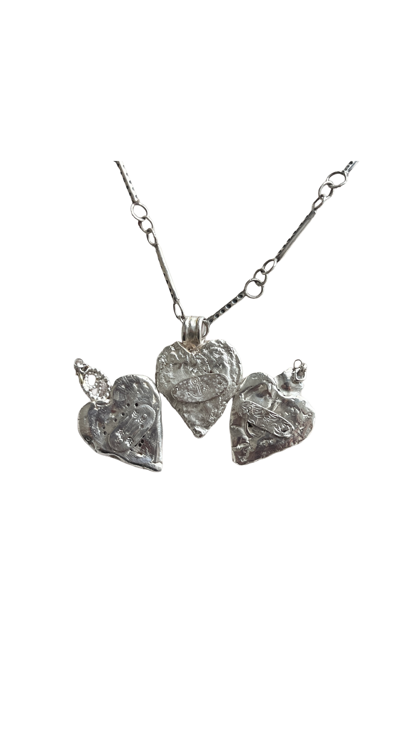 Opal silver heart pendants