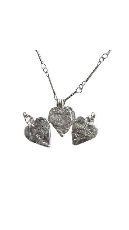 Opal silver heart pendants