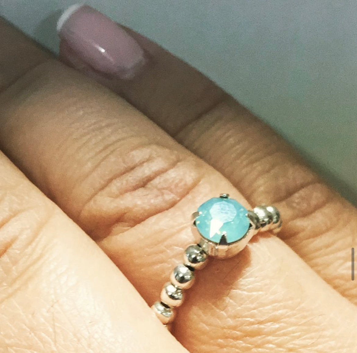 Silver bead stretchy Swarovski